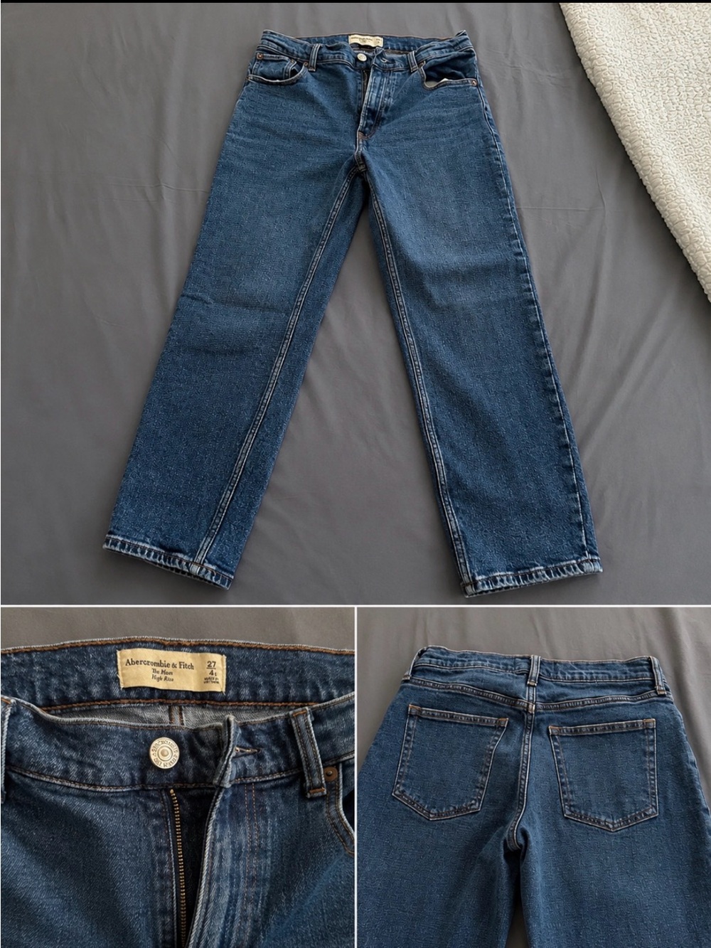 Abercrombie & Fitch Men's Straight-Leg Dark Blue Denim Jeans